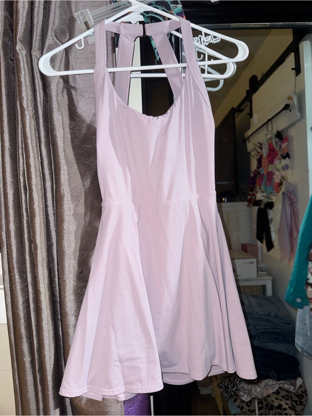 HALARA Light Pink Halter Skater Dress